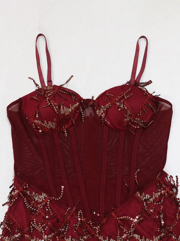 Sequin Fringed Gown Maxi Dresses