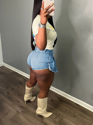 Denim Pleated Skorts