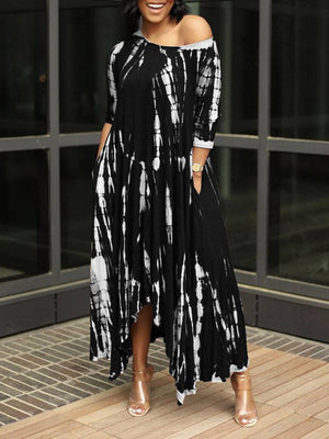 Tie Dye Print Irregular Dresses