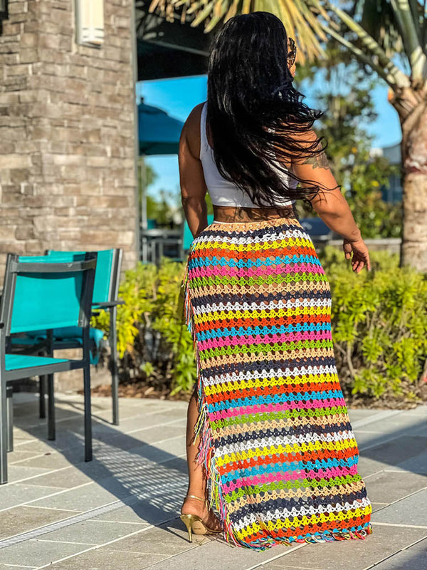 Crochet Fringed Wrap Skirts