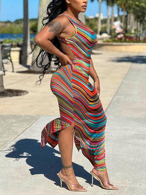 Striped Slit Dresses