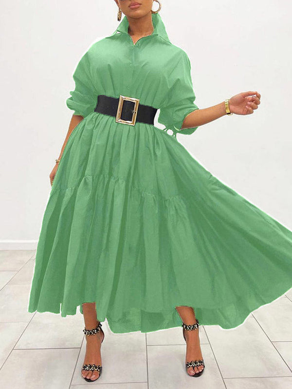 Loose Solid Long Shirt Dresses