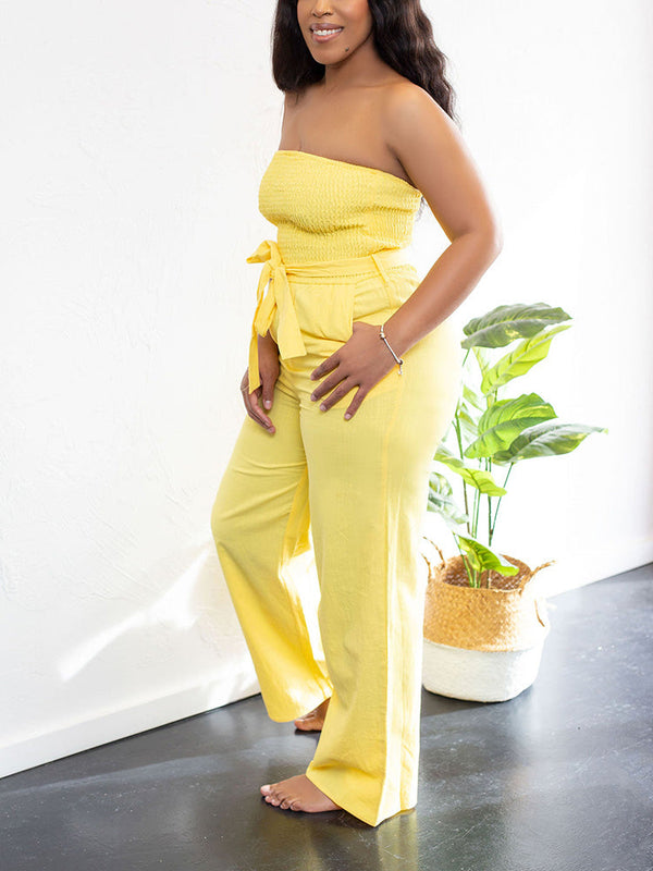 Tube Tie Waist Jumpsuits