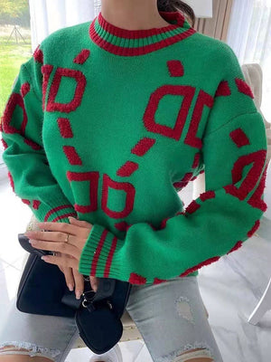 Contrast Letter Knit Cardigans