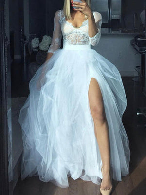High Waisted Slit Tulle Skirts
