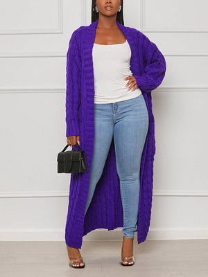 Knitted Solid Pocket Sweater Cardigans