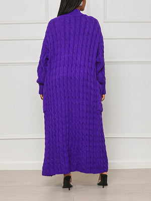 Knitted Solid Pocket Sweater Cardigans