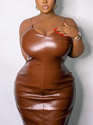 Faux Leather Midi Dresses