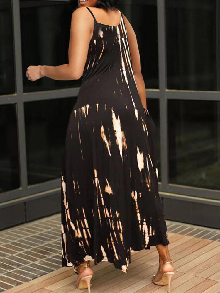 Tie Dye Sleeveless Irregular Dresses