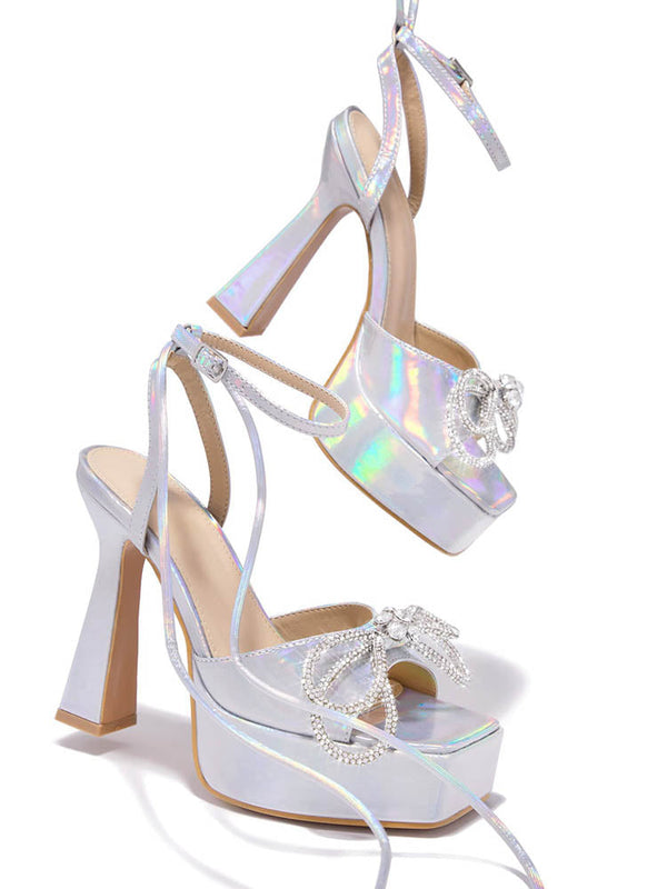 Sparkling Bow Platform Heels