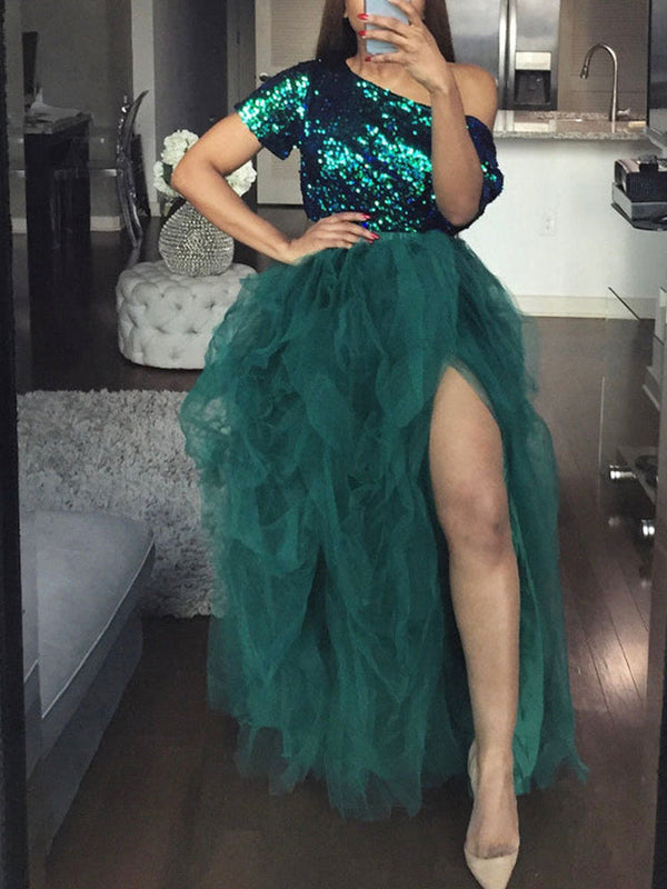 High Waisted Slit Tulle Skirts