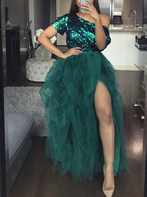 High Waisted Slit Tulle Skirts