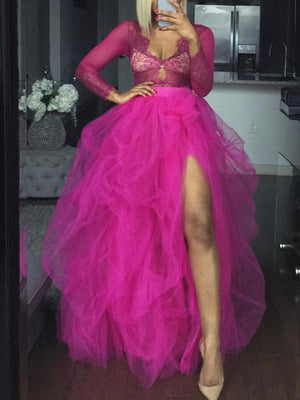 High Waisted Slit Tulle Skirts