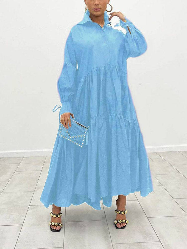 Loose Solid Long Shirt Dresses