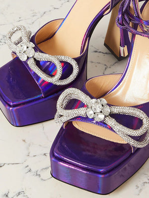 Sparkling Bow Platform Heels