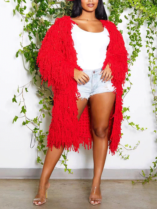 Fringe Knitted Sweater Cardigans