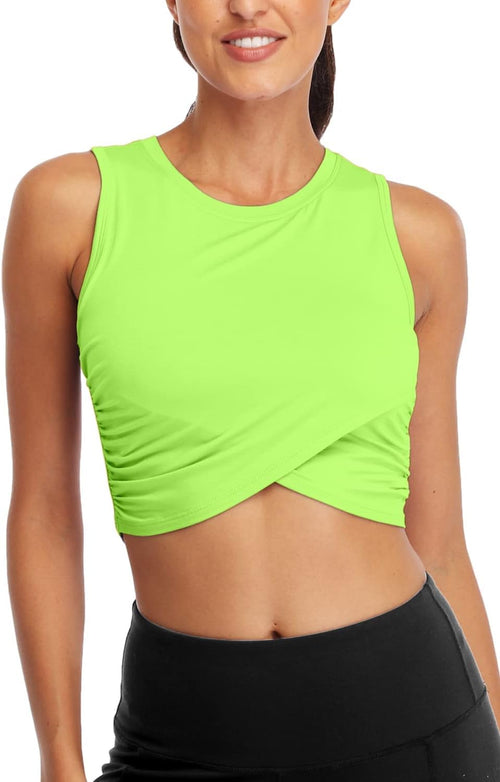 YM & Dancer C54 Yoga Crop Tops Dance Tops Fitted Workout Crop Tops Yoga Tank Tops Athletic Sports Shirts for Women