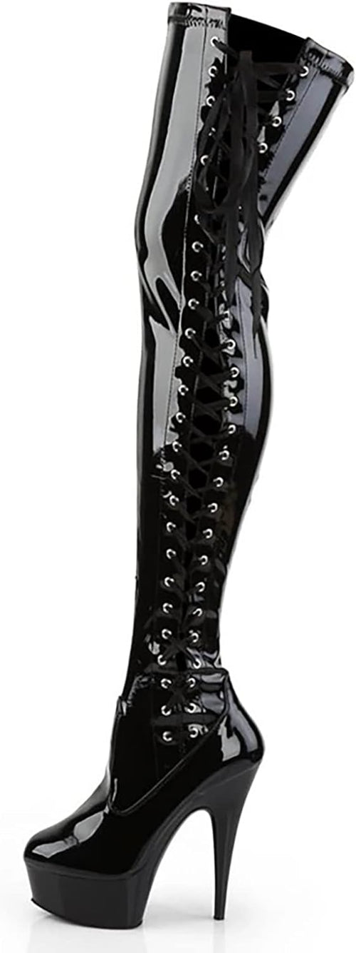 YM & Dancer S160 Sexy Over The Knee Boots Platform Zipper Thigh-high Boots Pole Dancing Stripper Club Shoes Wedding Party Dress Shoes