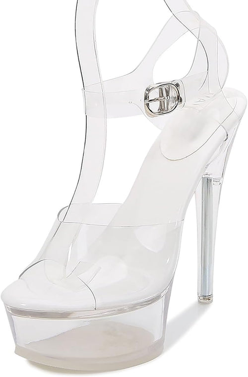 YM & Dancer S116 Clear Peep Toe Platform Sandals 14in Extreme High Heel - Party Dress Stiletto High Heels Exotic Sexy Stripper Heels Pole Dance Shoes