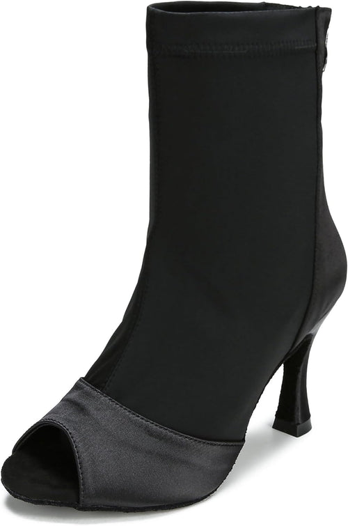 YM & Dancer S187 Womens Ballroom Dance Shoes Salsa Latin Boots Competition Dress Footwear 3.5 inch Heel YT319