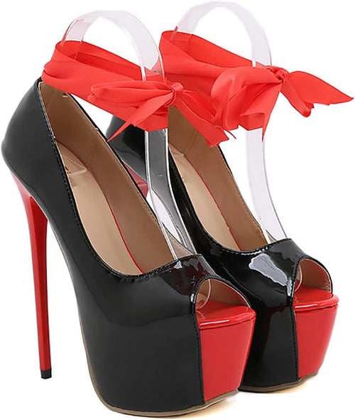 YM & Dancer S4 16CM/6.30IN Spring Autumn Red Ankle Strap Platform Women Pumps Sexy Peep Toe Slingback High Heels Stiletto Fashion Pole Dance Shoes