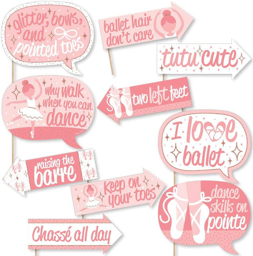 YM & Dancer C13 Funny Tutu Cute Ballerina - Ballet Birthday Party or Baby Shower Photo Booth Props Kit - 10 Piece
