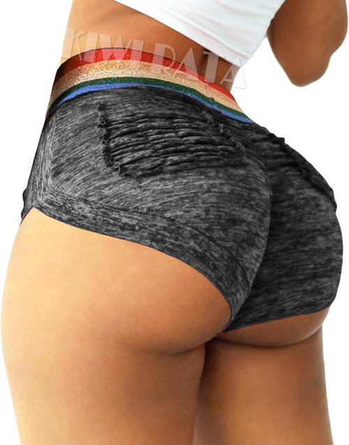 YM & Dancer C50 Womens Butt Lifting Sexy Yoga Shorts High Waist Elastic Active Hot Pants Ruched Sports Gym Clubwear Beach Outfit
