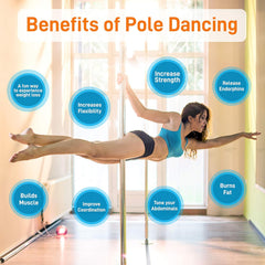 YM & Dancer E4 Professional Upgrade Spinning Dance Pole - Portable & Removable Stripper Fitness Pole, Adjustable & Smooth Connection
