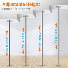 YM & Dancer E4 Professional Upgrade Spinning Dance Pole - Portable & Removable Stripper Fitness Pole, Adjustable & Smooth Connection
